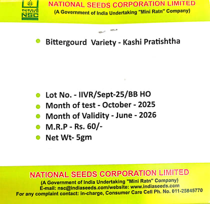 NSC Bittergourd variety-Kashi Pratishtha, 5gm of TL seed