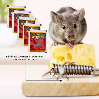 Rat Killer Powder Zinc Phosphide 80% Powerful Rat Powder | Rodenticide for Home Office Godowns | Chuha Maar 10Gx5