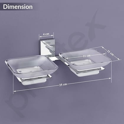 Plantex 304 Grade Stainless Steel and Frosted Glass Double Soap Dish
