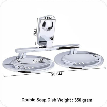 EASYHOME FURNISH soap Dish Holder for Bathroom Double soap case Stand (304 Stainless Steel, Chrome Finish)