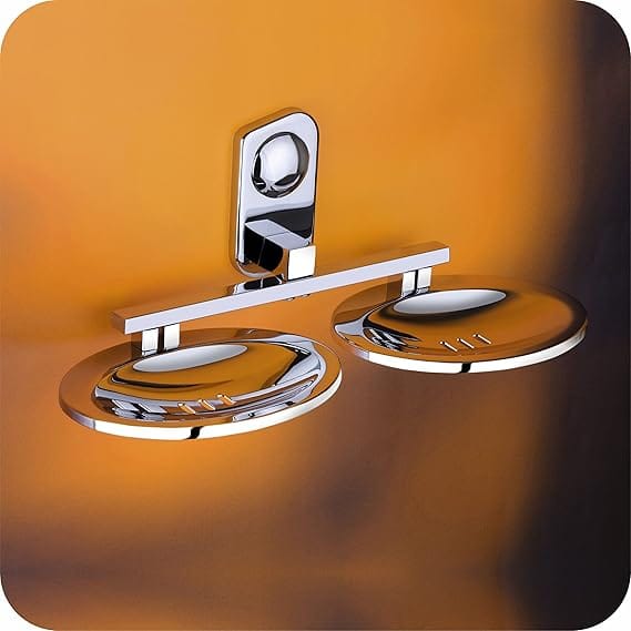 EASYHOME FURNISH soap Dish Holder for Bathroom Double soap case Stand (304 Stainless Steel, Chrome Finish)