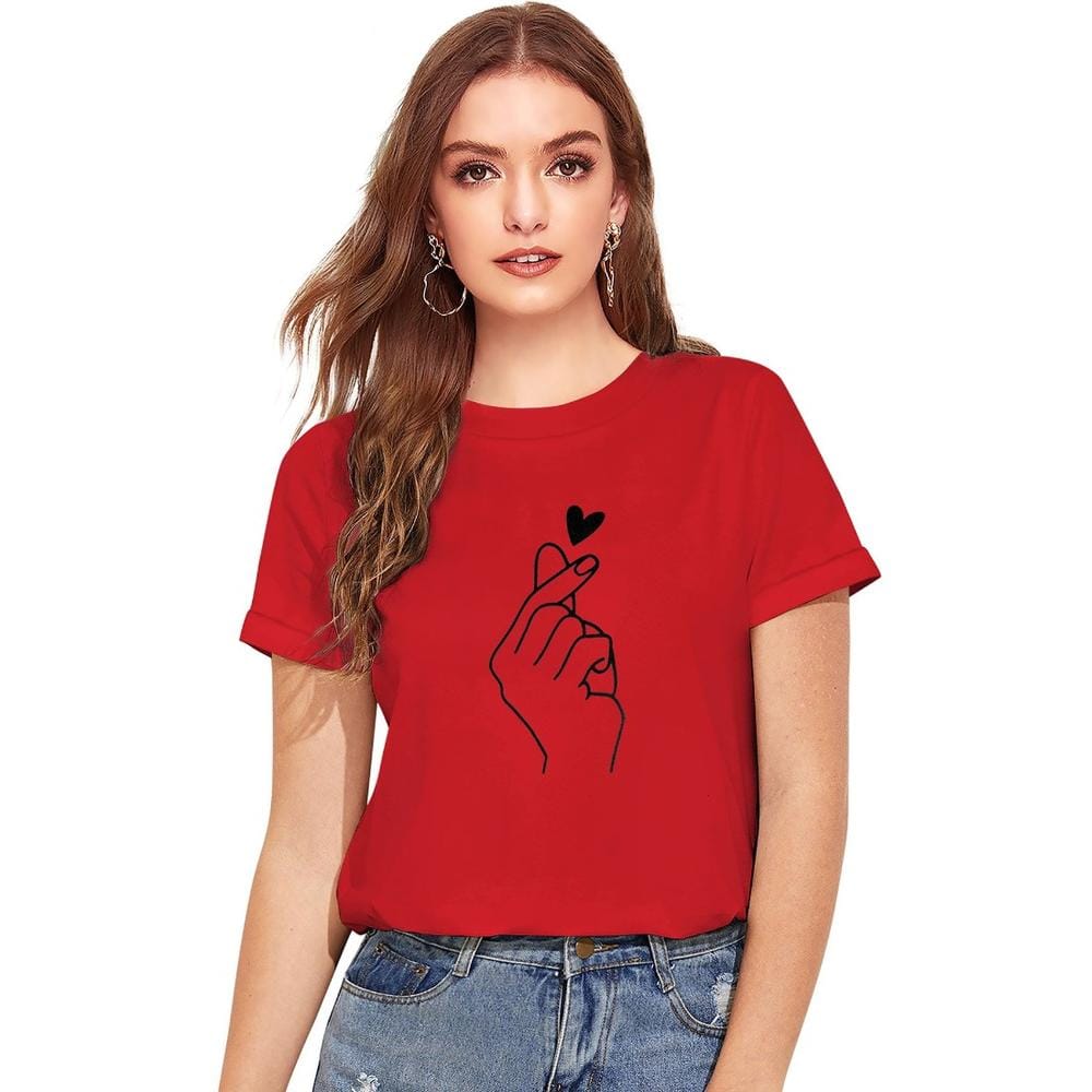 Women's Cotton Western Wear T Shirt S (Red)