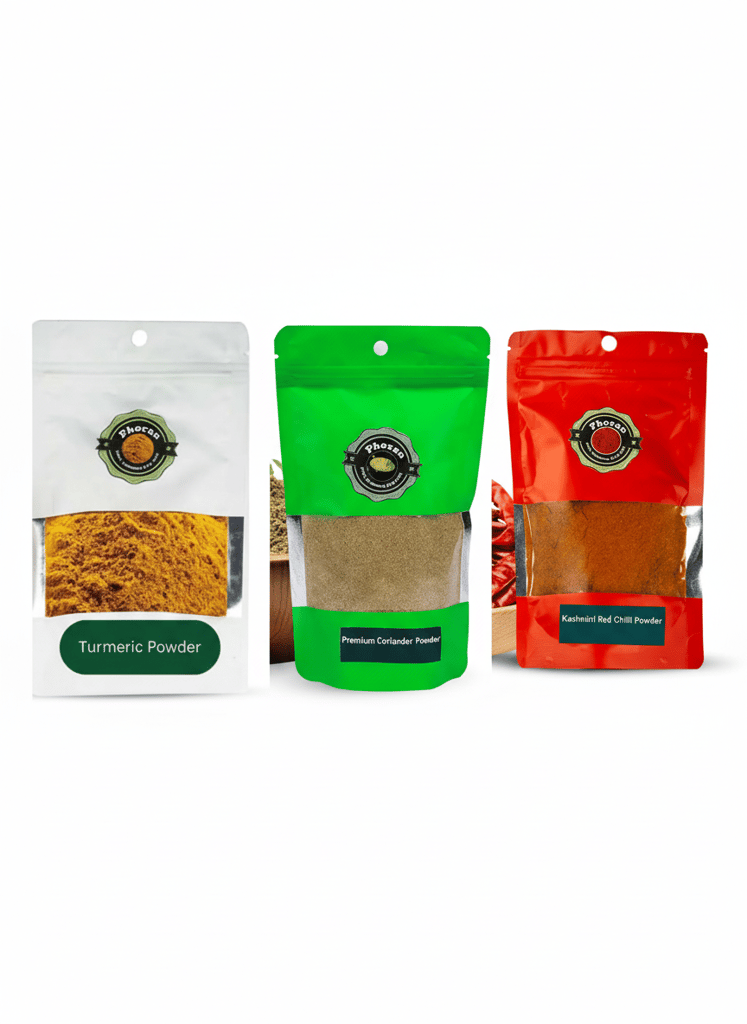 Phoran 300 gm Combo pack l Turmeric Powder 100 gm l Chillie Powder 100 gm l Dhaniya Powder 100 gm 