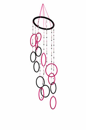 Handcrafted Magenta & Black Beaded Ring Hanging Decor Handcrafted Magenta & Black Beaded Ring Hanging Decor