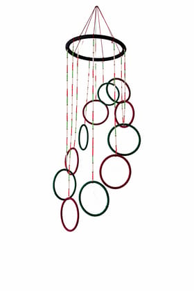 Handmade Beaded and Ring Wind Chime - Decorative Wall Hanging Handmade Beaded and Ring Wind Chime - Decorative Wall Hanging