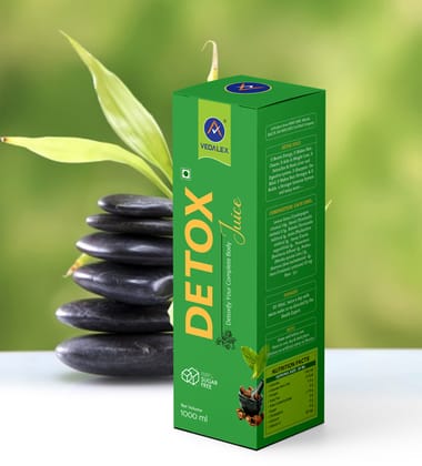 Vedalex Detox Juice Sugar-Free 1000 ml | Ayurvedic Herbal Kwath with Lemongrass, Amla, Harad, Bahera & Aloe Vera | Daily Detox, Digestion & Wellness Support Drink
