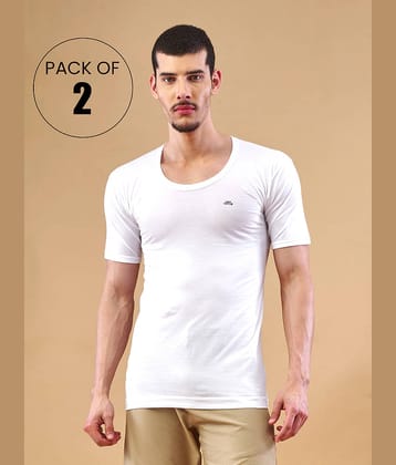 Lux Nitro Pack of 2 Cotton Basic Vest For Men ( White )