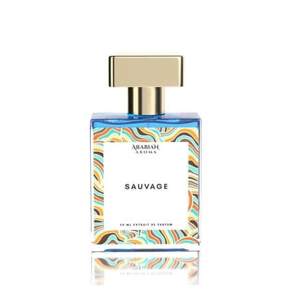 Arabian Aroma Sauvage Perfume for Men 50ml | Long-Lasting Extrait De Parfum with Calabrian Bergamot, Lavender & Cedarwood | Fresh, Wild & Masculine Fragrance