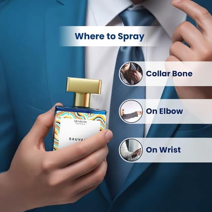 Arabian Aroma Sauvage Perfume for Men 50ml | Long-Lasting Extrait De Parfum with Calabrian Bergamot, Lavender & Cedarwood | Fresh, Wild & Masculine Fragrance