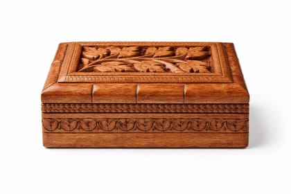 Wooden Box with Leaf Design Wooden Box with Leaf Design