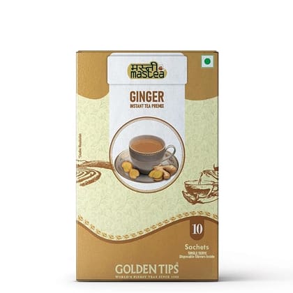 Golden Tips All-in-1 Instant Premix Ginger Tea, 14g Per Serve, Quick & Easy To Make Adrak Chai, 10 Sachets Golden Tips All-in-1 Instant Premix Ginger Tea, 14g Per Serve, Quick & Easy To Make Adrak Chai, 10 Sachets
