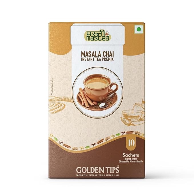 Golden Tips All-in-1 Instant Premix Masala Chai, 14g Per Serve, Quick & Easy To Make Masala Tea, 10 Sachets