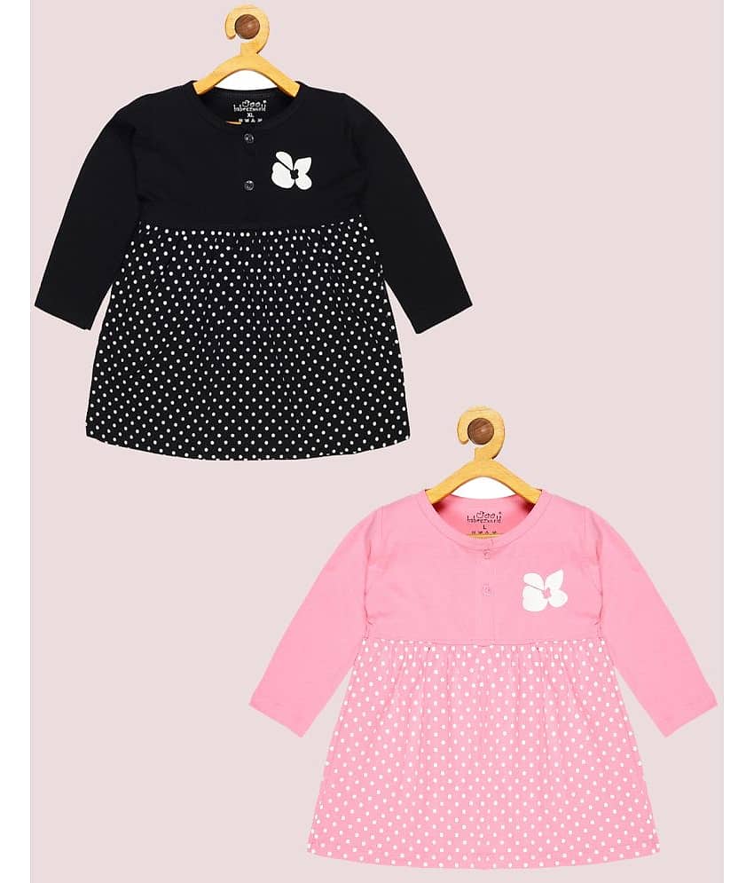 Babeezworld Pack of 2 Baby Girls Cotton Dress ( Black & Pink )