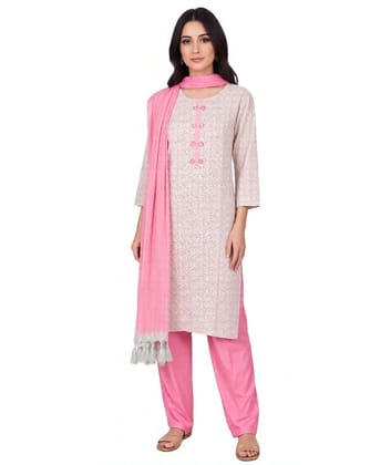 Women's Floral Print Cotton Kurti Set with Palazzo and Dupatta, - Comfortable & Stylish (1-Set of 3-Piece)