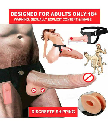 kamahouse 7 inch Big Hollow Strap On Dildo with Vibration and belt Female Sex Toy