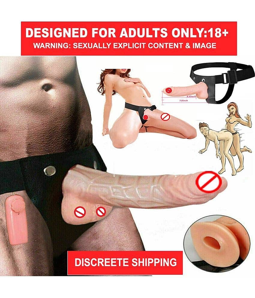 kamahouse 7 inch Big Hollow Strap On Dildo with Vibration and belt Female Sex Toy