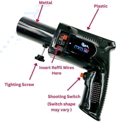 BIYANKA Handheld Pyro Party Gun, Cartage Use for Party Functions, Events, Celebrations etc. Included 2 Panasonic Cells BIYANKA Handheld Pyro Party Gun, Cartage Use for Party Functions, Events, Celebrations etc. Included 2 Panasonic Cells