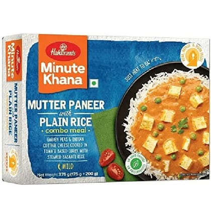 haldiram's mutter paneer with plain rice 375 gm