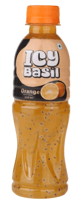 ICY Basil Orange Drink with Basil Seeds, 250ml - Exotic & Refreshing