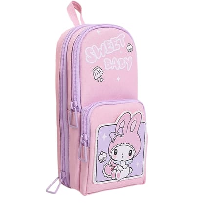 KTRS Enterprise 6 Layer with 3 Compartment Premium Canvas Pencil Pouch for School Girls and Boys, Cute Aesthetic Stationery Items Kit Case, Large Capacity Stationary Pencil Box Seetheart - Randamly Assort