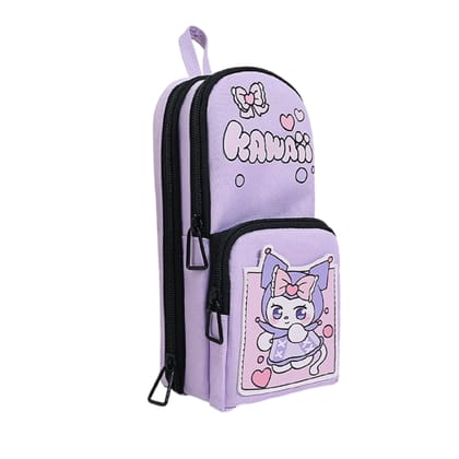 KTRS Enterprise 6 Layer with 3 Compartment Premium Canvas Pencil Pouch for School Girls and Boys, Cute Aesthetic Stationery Items Kit Case, Large Capacity Stationary Pencil Lbrary Black