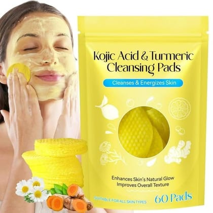 Kojic Acid & Turmeric Cleansing Pads for Enhanced Glow & Improved Texture - 60 Count