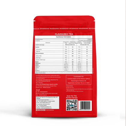 Jivvij Samaara Saffron Black Tea | Flavoured CTC Assam Black Leaf Tea | Kesar Chai Patti Powder | Saff Zaff Pouch