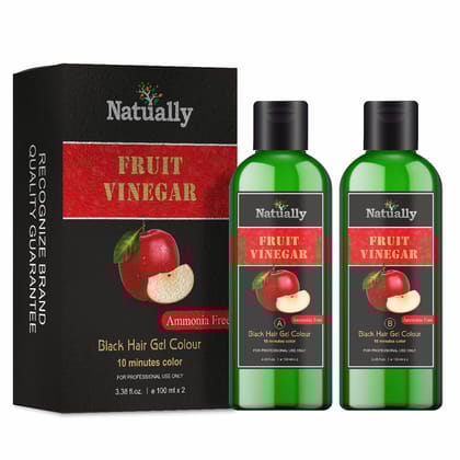 Natually Fruit Vinegar Ammonia-Free Black Hair Gel Colour - 10-Minute Color, 200ml