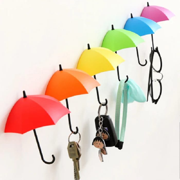 Beautiful & Cute Umbrella Wall Mount Key Holder Wall Hook Hanger - Set of 3