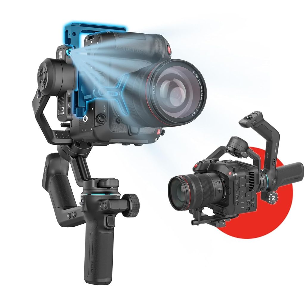  FeiyuTech SCORP-C2 Gimbal Stabilizer DSLR and Mirrorless Camera, Camera Gimbal with Built-in AI Tracking, Native Vertical Shooting, 3.5kg/7.72lbs Payload for Canon/Sony/Panasonic/Nikon/Fujifilm 