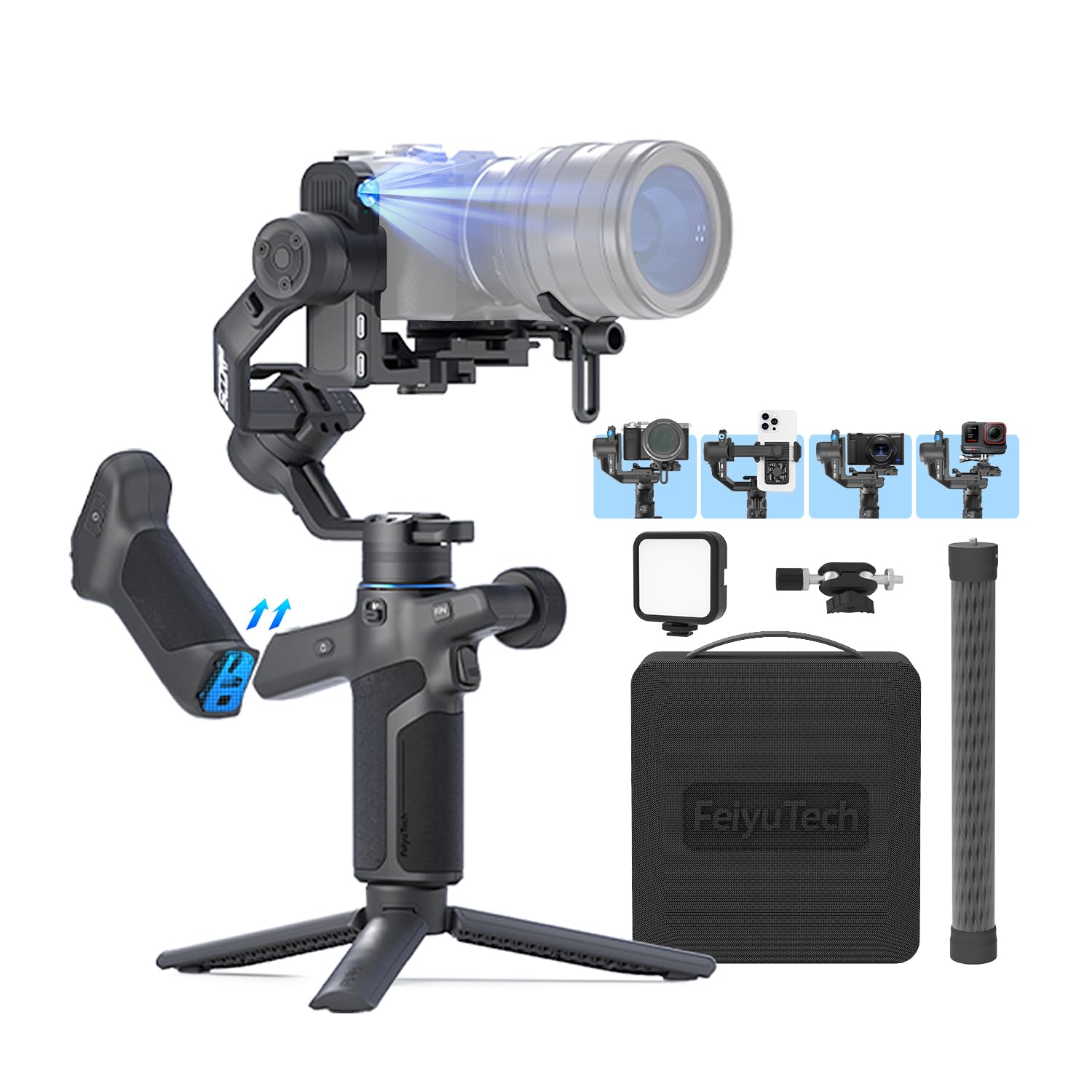 FeiyuTech SCORP Mini-3 PRO All in One 3-Axis Camera Stabilizer,Built-in AI Track Sensor Handheld Gimbal Stabilizer
