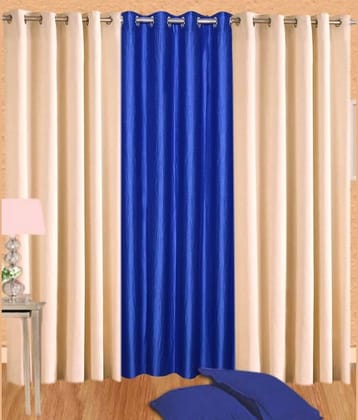 N2C Home Solid Semi-Transparent Eyelet Curtain 5 ft ( Pack of 3 ) - Multicolor