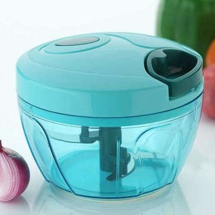 Premium Manual Handy Vegetable Chopper (500ml) - 5 Stainless Steel Blades with green Cover