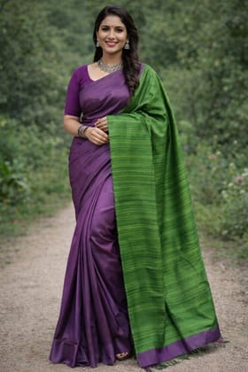 Elegant Purple and Green Silk Saree Elegant Purple and Green Silk Saree