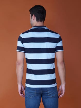 Men's Stripe Polo T-shirt Navy-Blue
