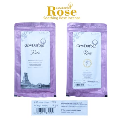 GowDurbar Zipper Agarbatti – Rose Fragrance – 150g [Pack of 2] | 100% Organic Incense Sticks for Pooja, Yoga & Meditation | Ancient Formula for a Pure & Pleasant Environment