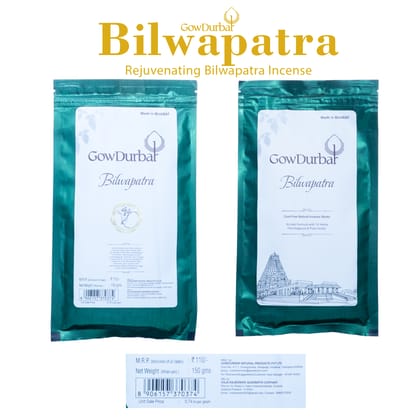 GowDurbar Zipper Agarbatti – Bilwapatra Oil Fragrance – 150g [Pack of 2] | 100% Organic Incense Sticks for Pooja, Yoga & Meditation | Ancient Formula for a Pure & Pleasant Environment