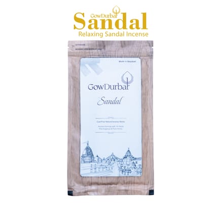 GowDurbar Zipper Agarbatti – Sandal Oil Fragrance – 150g [Pack of 2] | 100% Organic Incense Sticks for Pooja, Yoga & Meditation | Ancient Formula for a Pure & Pleasant Environment
