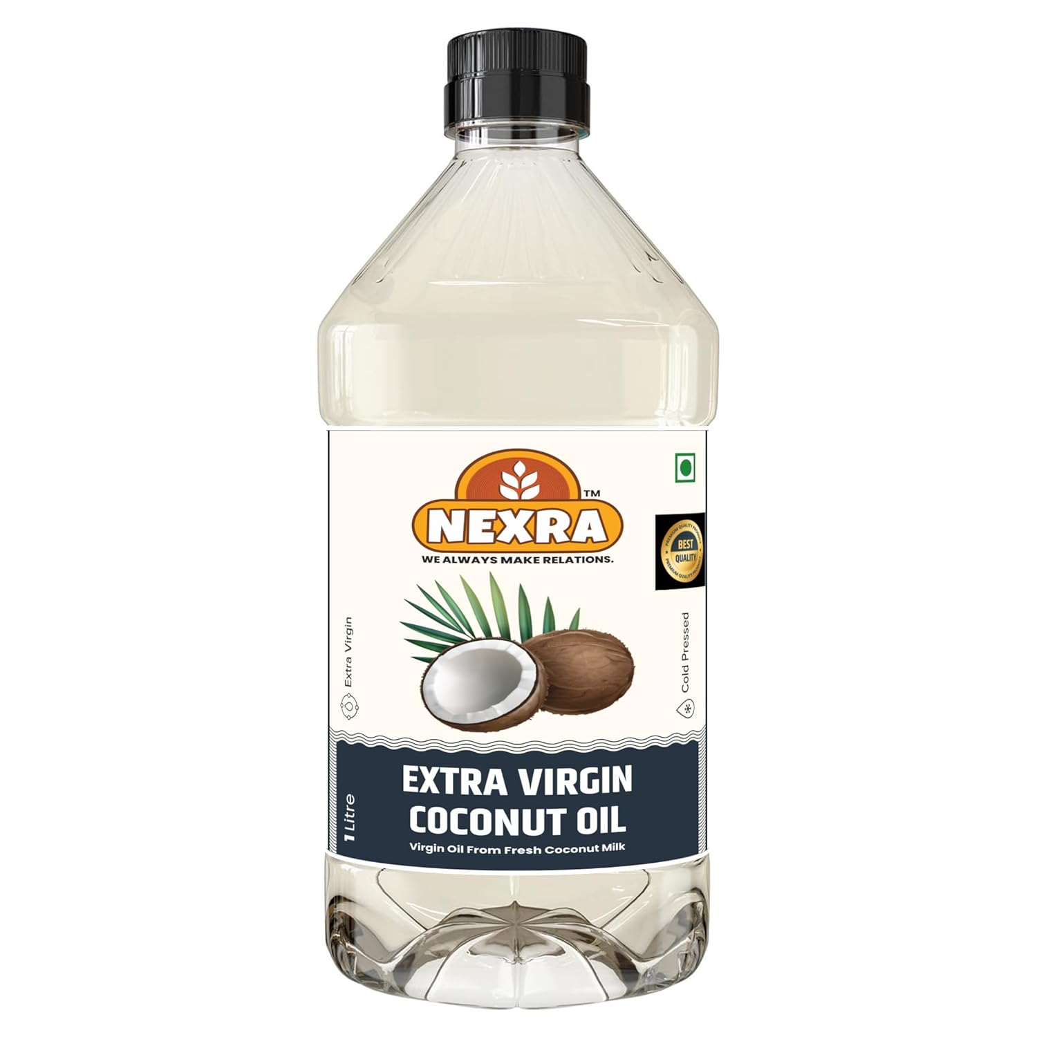 Nexra - Extra Virgin Coconut Oil - 1 Liter | Unrefined | Rich in Natural Antioxidants | 100% Natural | Chemical Free