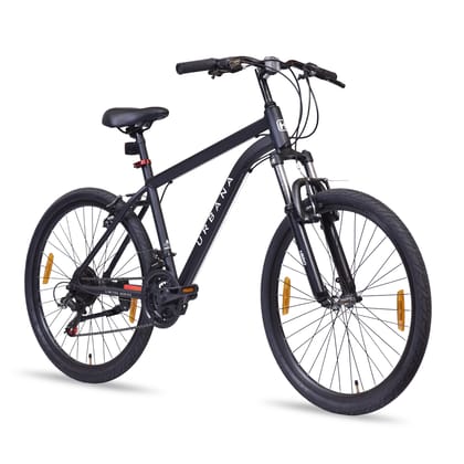Hero Urbana Revo 26T 21 Speed Alloy Mountain Bicycle for Adults | Black | Front Suspension | V Brake | Alloy Frame : 17.5 Inches | Light-Weight | Rider Height : 5ft 0" - 5ft 8"
