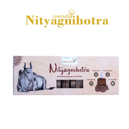 Gowdurbar Nityagnihotra – Natural Havan Cakes – 18 Pieces [Pack of 1] | 16 Sacred Herbs & Desi Cow Panchagavya | Low-Smoke, Temple-Like Aroma for Pooja, Havan, Meditation & Home Purification