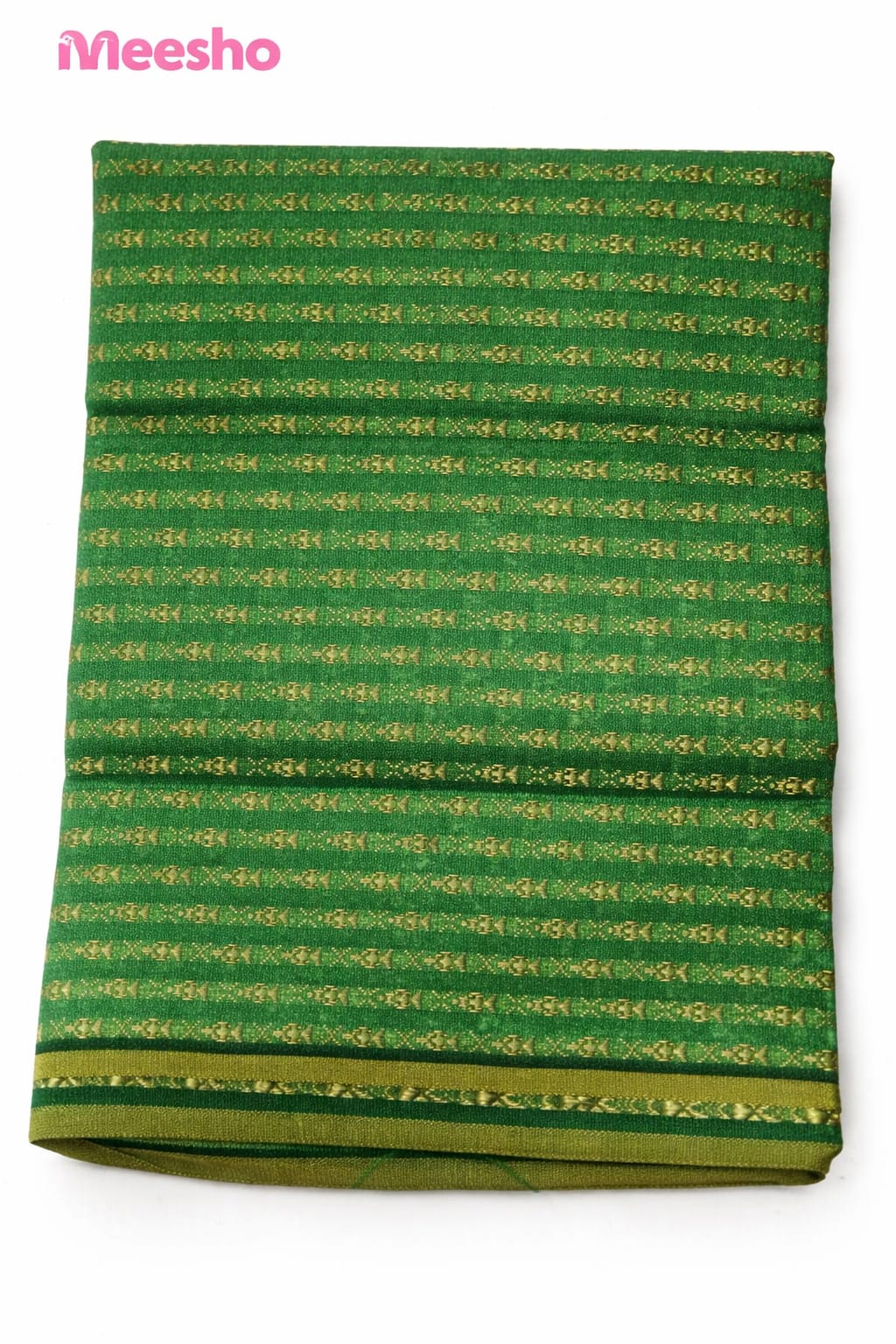 Premium Green Jacquard Unstitched Blouse Piece | 1 Meter Soft Self Design Fabric with Gold Butta | Party & Daily Wear