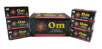 Darshan Incense - Om Premium 2Cups Sambrani Pack of 12 (12x2Cups = 24 Cups)