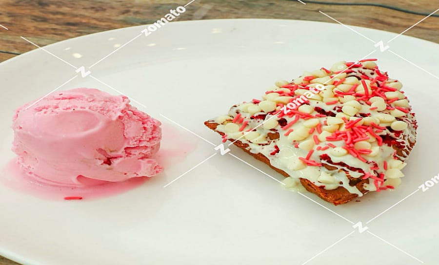Red velvet belgian waffle