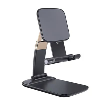 Foldable Adjustable Mobile Phone & Tablet Stand - Dark Grey with Gold Accents