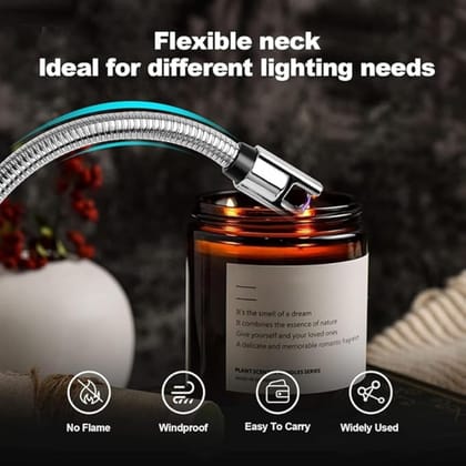 USB Plasma Rechargeable Electric Lighter | 360° Flexible, Windproof, Multi-Purpose for Kitchen, Candles, BBQ & Pooja Room
