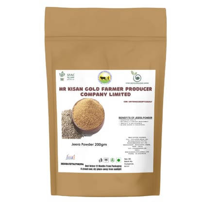 MR Kisan Gold Farmer Producer Company Limited Jeera Powder, 200gm, FSSAI Certified