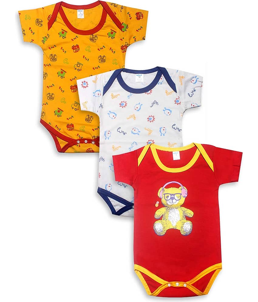 INFANT Pack of 3 Baby Boys 100% Cotton Bodysuit ( Multi Color )