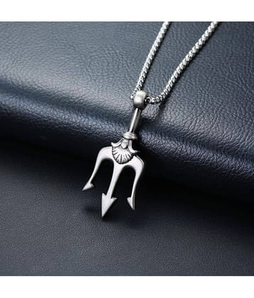 Fashion Frill Silver Chain For Men Vintage Trident Ancient Amulet Stainless Steel Silver Chain For Men Boys Stylish Mens Jewellery