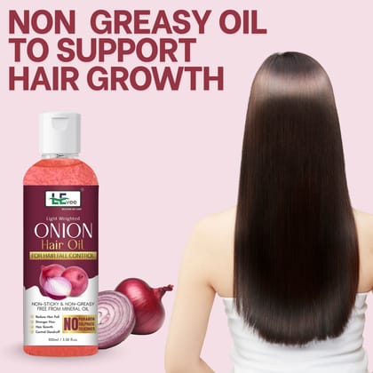 LEvee Red Onion Hair Oil for Hair Growth & Hair Fall Control | With Black Seed Extract & Pro Vitamin B5 | Non-Sticky & Fast Absorbing | For Men & Women | Sulphate & Mineral Free - 100ml